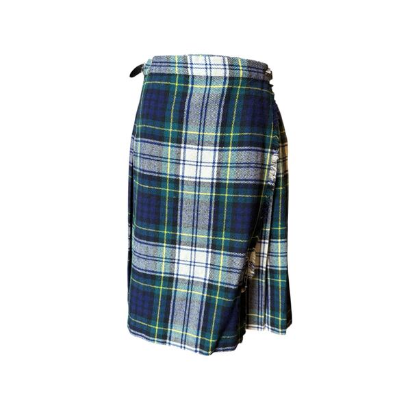 Vintage Clan Laird 100% Wool Kilt Skirt Made in Scotland Tartan Green Blue - Picture 3 of 11